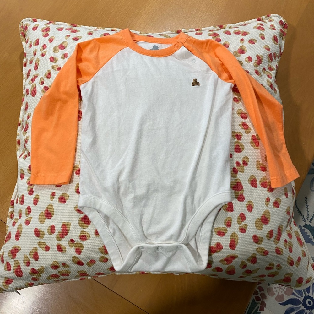 Baby gap orange and white onesie